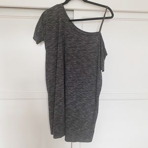 Free People Off The Shoulder Charcoal Grey Tunic Shirt